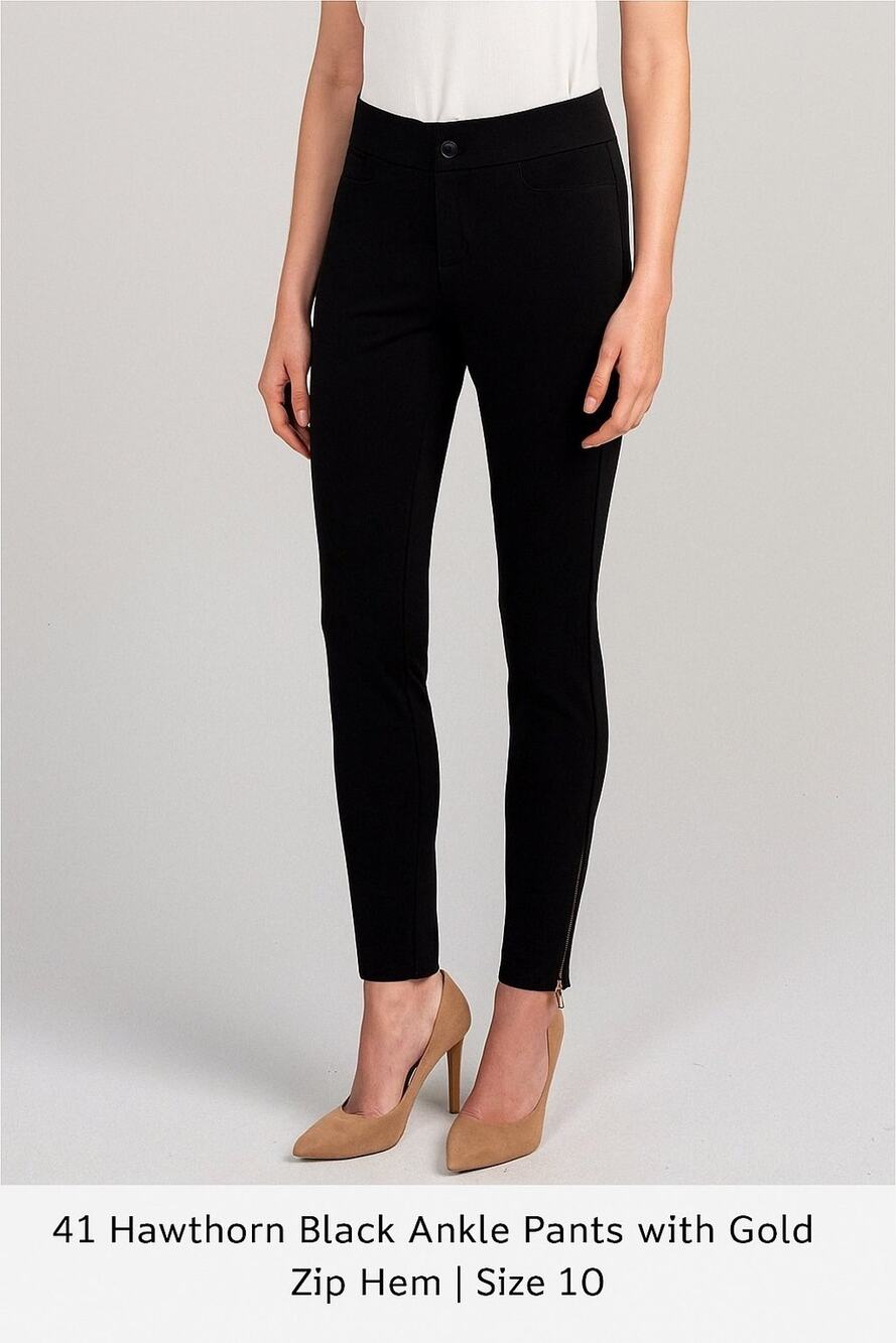 41 Hawthorn Black Ankle Pants with Gold Zip Hem | Size 10